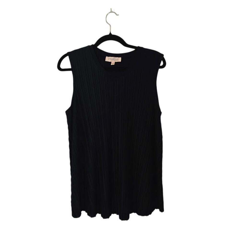 Philosophy Sleeveless Pleated Top Medium Black Capsule Wardrobe Preppy Career